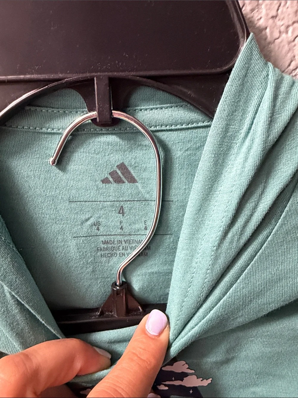 adidas Teal Hooded Long Sleeve Top with Graphic